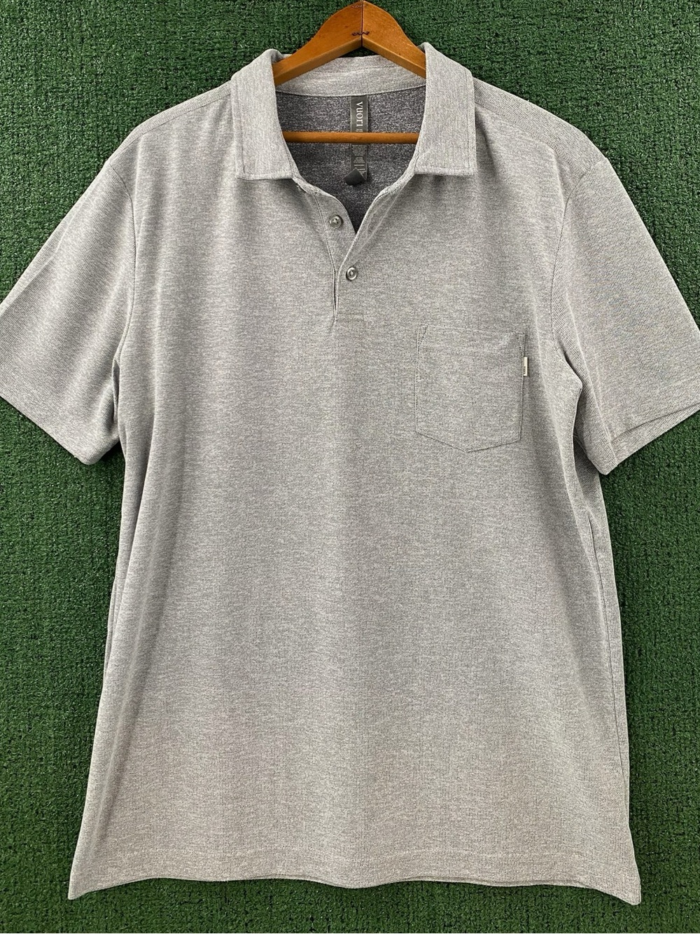 Vuori Ace Performance Knit Heather Grey Short Sleeve Polo Shirt Men’s Size Large
